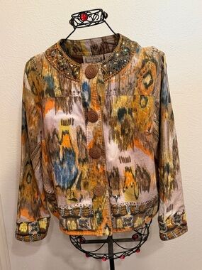 💥💥💥BOGOHO💥💥💥Life Style Multicolor Printed Button-Front Jacket-XL